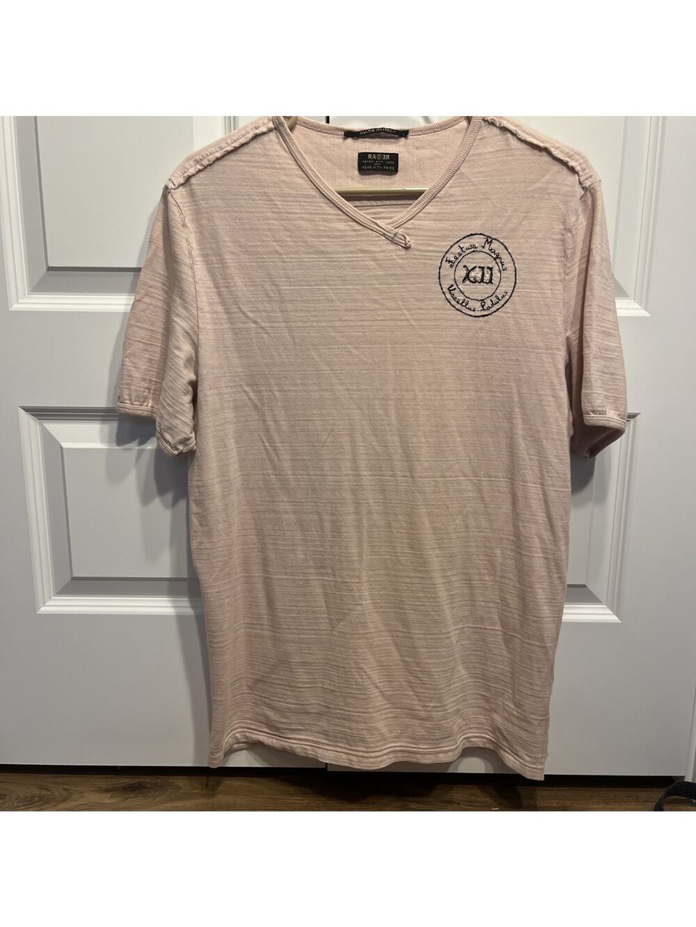 RA-RE Rag Recycle T-shirt Pink With Writing Size Large Art To Wear Men’s Shirt
